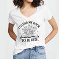 I Closed My Book To Be Here Book Lover Floral Reading Woman Women's Jersey Short Sleeve Deep V-Neck Tshirt