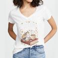 Coffee Cats & Books Cute Cat Book Lover Reading Women's Jersey Short Sleeve Deep V-Neck Tshirt Coffee Cats & Books Cute Cat Book Lover Reading Women's Jersey Short Sleeve Deep V-Neck Tshirt