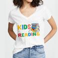 All The-Cool Kids Are Reading Teacher Book Lover Librarian Premium Women's Jersey Short Sleeve Deep V-Neck Tshirt