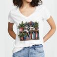 Cosy Sloth In Bookshelf With Plants Women's Jersey Short Sleeve Deep V-Neck Tshirt
