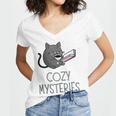 Cozy Mysteries Coffee And Novel For Book Lovers Women's Jersey Short Sleeve Deep V-Neck Tshirt Cozy Mysteries Coffee And Novel For Book Lovers Women's Jersey Short Sleeve Deep V-Neck Tshirt