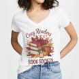 Cozy Readers Book Society Fall Autumn Floral Pumpkin Season Women's Jersey Short Sleeve Deep V-Neck Tshirt Cozy Readers Book Society Fall Autumn Floral Pumpkin Season Women's Jersey Short Sleeve Deep V-Neck Tshirt