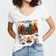 Cozy Reading Cabin Retreat Fall Bookish Autumn Cozy Reader Women's Jersey Short Sleeve Deep V-Neck Tshirt