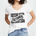 Crying Over Fictional Characters Book Lovers Women's Jersey Short Sleeve Deep V-Neck Tshirt Crying Over Fictional Characters Book Lovers Women's Jersey Short Sleeve Deep V-Neck Tshirt