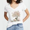 Cute Fairy Reading Fairycore Aesthetic Book Lover Women's Jersey Short Sleeve Deep V-Neck Tshirt