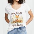 Cute Fox Stay Clever Read Books For Librarian Or Bookworm Women's Jersey Short Sleeve Deep V-Neck Tshirt Cute Fox Stay Clever Read Books For Librarian Or Bookworm Women's Jersey Short Sleeve Deep V-Neck Tshirt