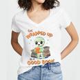 Cute Halloween Teacher Librarian Mummy Reading Books Women's Jersey Short Sleeve Deep V-Neck Tshirt Cute Halloween Teacher Librarian Mummy Reading Books Women's Jersey Short Sleeve Deep V-Neck Tshirt