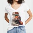 Cute Red Panda Reading Book Animal Bookworm Women's Jersey Short Sleeve Deep V-Neck Tshirt Cute Red Panda Reading Book Animal Bookworm Women's Jersey Short Sleeve Deep V-Neck Tshirt