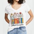 Cute Wildflower Book School Counseling Life School Counselor Women's Jersey Short Sleeve Deep V-Neck Tshirt