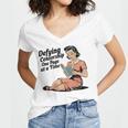 Defying Censorship One Page At a Time Read Banned Books Women's Jersey Short Sleeve Deep V-Neck Tshirt