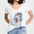 Disney Ink And Paint Shere Khan From The Jungle Book 1967 Women's Jersey Short Sleeve Deep V-Neck Tshirt Disney Ink And Paint Shere Khan From The Jungle Book 1967 Women's Jersey Short Sleeve Deep V-Neck Tshirt