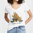 Dog Cooking The Books Women's Jersey Short Sleeve Deep V-Neck Tshirt