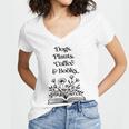 Dogs Plants Coffee Books Book Lover Dog Lover Reading Women's Jersey Short Sleeve Deep V-Neck Tshirt