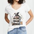 Dragon Hoard Of Books Reading Lover Cute Art Women's Jersey Short Sleeve Deep V-Neck Tshirt