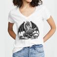 Dragon Reading Book Bookworm Books Dragon Learning Women's Jersey Short Sleeve Deep V-Neck Tshirt Dragon Reading Book Bookworm Books Dragon Learning Women's Jersey Short Sleeve Deep V-Neck Tshirt