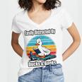 Ducks Books Lover Easily Distracted By Ducks & Books Women's Jersey Short Sleeve Deep V-Neck Tshirt