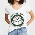 Earth Day 2025 Save Earth It´s Only Planet With Books Reader Women's Jersey Short Sleeve Deep V-Neck Tshirt