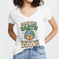 Earth Day Save Earth It´s Only Planet With Books Reader Women's Jersey Short Sleeve Deep V-Neck Tshirt