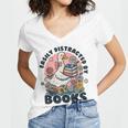 Easily Distracted By Books Read Goose Lover Bookworm Reading Women's Jersey Short Sleeve Deep V-Neck Tshirt Easily Distracted By Books Read Goose Lover Bookworm Reading Women's Jersey Short Sleeve Deep V-Neck Tshirt