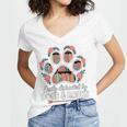 Easily Distracted By Dogs And Books Reading Women's Jersey Short Sleeve Deep V-Neck Tshirt