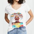 Education Is Freedom Afro Books Women's Jersey Short Sleeve Deep V-Neck Tshirt Education Is Freedom Afro Books Women's Jersey Short Sleeve Deep V-Neck Tshirt