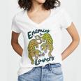 Enemies To Lovers Jaguar Tee Romance Book Plot Device Trope Women's Jersey Short Sleeve Deep V-Neck Tshirt