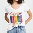 Equality Hurts No One LGBTQ Pride Books And Flowers Women's Jersey Short Sleeve Deep V-Neck Tshirt Equality Hurts No One LGBTQ Pride Books And Flowers Women's Jersey Short Sleeve Deep V-Neck Tshirt