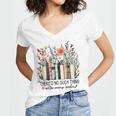 Floral Book There's No Such Thing As Too Many Book Lover Women's Jersey Short Sleeve Deep V-Neck Tshirt Floral Book There's No Such Thing As Too Many Book Lover Women's Jersey Short Sleeve Deep V-Neck Tshirt