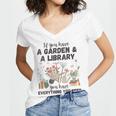 Gardening & Library Lover Books Reading Plants Cute Women's Jersey Short Sleeve Deep V-Neck Tshirt