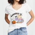 Ghost Reading Halloween Women Teacher Book Lover Women's Jersey Short Sleeve Deep V-Neck Tshirt Ghost Reading Halloween Women Teacher Book Lover Women's Jersey Short Sleeve Deep V-Neck Tshirt
