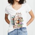 Girl Read Your Bible Christian Faith Jesus Book Women's Jersey Short Sleeve Deep V-Neck Tshirt Girl Read Your Bible Christian Faith Jesus Book Women's Jersey Short Sleeve Deep V-Neck Tshirt