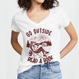 Go Outside Read a Book Vintage Bibliophiles Women's Jersey Short Sleeve Deep V-Neck Tshirt
