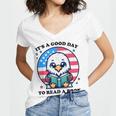 A Good Day To Read a Book Reading Eagle With American Flag Women's Jersey Short Sleeve Deep V-Neck Tshirt A Good Day To Read a Book Reading Eagle With American Flag Women's Jersey Short Sleeve Deep V-Neck Tshirt