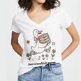 Goose With Books Cute Bookworm Reader Women's Jersey Short Sleeve Deep V-Neck Tshirt