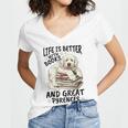 Great Pyrenees Dog Breed Life Is Better With Books And Great Women's Jersey Short Sleeve Deep V-Neck Tshirt Great Pyrenees Dog Breed Life Is Better With Books And Great Women's Jersey Short Sleeve Deep V-Neck Tshirt