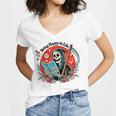 Grim Reaper Reads a Book Women's Jersey Short Sleeve Deep V-Neck Tshirt