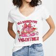 Groovy All Booked For Valentines Books Pink Coquette Bow Women's Jersey Short Sleeve Deep V-Neck Tshirt