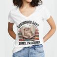 Groundhog Day Librarian Book Lover Reader Library Women's Jersey Short Sleeve Deep V-Neck Tshirt