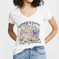 Happiness Is Coffee And a Good Book Women Love Reading Book Women's Jersey Short Sleeve Deep V-Neck Tshirt