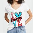 I Heart Books Love Reading Red And Stripe Animated Cat For Men Women Girls Kids Women's Jersey Short Sleeve Deep V-Neck Tshirt I Heart Books Love Reading Red And Stripe Animated Cat For Men Women Girls Kids Women's Jersey Short Sleeve Deep V-Neck Tshirt