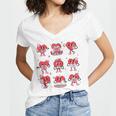 Heart Holding Reading Books Valentine Teacher Book Lover Women's Jersey Short Sleeve Deep V-Neck Tshirt