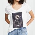High Priestess Tarot Art Celestial Mystic Book Lover Women's Jersey Short Sleeve Deep V-Neck Tshirt High Priestess Tarot Art Celestial Mystic Book Lover Women's Jersey Short Sleeve Deep V-Neck Tshirt
