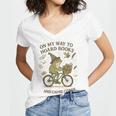 On My Way To Hoard Books And Cause Chaos Tom Foolery Women's Jersey Short Sleeve Deep V-Neck Tshirt On My Way To Hoard Books And Cause Chaos Tom Foolery Women's Jersey Short Sleeve Deep V-Neck Tshirt
