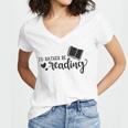 I'd Rather Be Reading Book Lover Bookworm Reading Women's Jersey Short Sleeve Deep V-Neck Tshirt