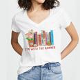 I'm With The Banned Books – Book Lover Librarian Reading Women's Jersey Short Sleeve Deep V-Neck Tshirt