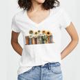 I'm With The Banned Read Banned Books Bookworm Women's Jersey Short Sleeve Deep V-Neck Tshirt
