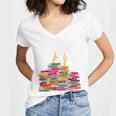I'm Fine Reading Books Reader Book Lover Librarian Women's Jersey Short Sleeve Deep V-Neck Tshirt