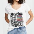 Imagine Being Afraid Of Drag Queens And Books Women's Jersey Short Sleeve Deep V-Neck Tshirt Imagine Being Afraid Of Drag Queens And Books Women's Jersey Short Sleeve Deep V-Neck Tshirt