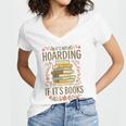 It's Not Hoarding If It's Books Book Lover Graphic Women's Jersey Short Sleeve Deep V-Neck Tshirt
