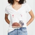 Just a Girl Who Loves Dogs Books Coffee T-Shirt Women's Jersey Short Sleeve Deep V-Neck Tshirt